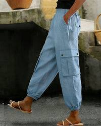 Pantalon Décontracté Cordon Poches Cargo