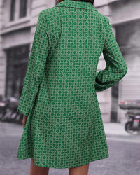 Robe imprimée à manches longues avec revers