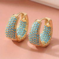 Boucles d'Oreilles Créoles Dorées Turquoise | Or