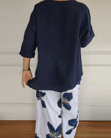 Ensemble Col Rond Décontracté Pantalon Imprimé