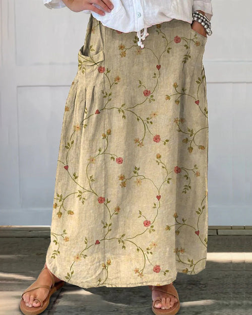 Jupe décontractée à poche et imprimé floral