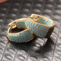 Boucles d'oreilles créoles dorées turquoise | Or