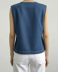 Débardeur Asymétrique Attacher Denim