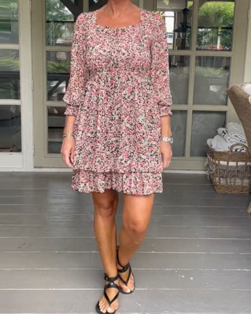 Robe décontractée à imprimé floral et encolure carrée