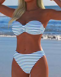 Maillot De Bain Haute Taille Rayé Triangle Deux Pièces