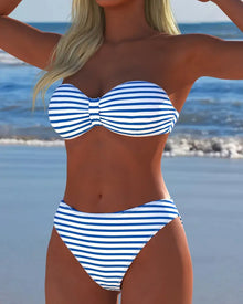 Maillot De Bain Haute Taille Rayé Triangle Deux Pièces