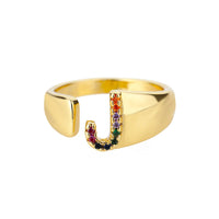 Bague en Or avec Lettre Personnalisée (Ajustable)