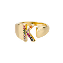 Bague en Or avec Lettre Personnalisée (Ajustable)