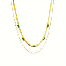 Collier en Or Double avec Émeraude Vintage
