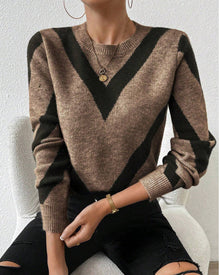Pull Avec Caractéristiques Imprimé Géométrique Et Col Rond