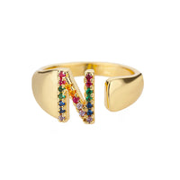 Bague en Or avec Lettre Personnalisée (Ajustable)