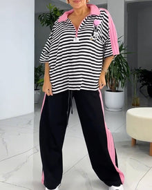 Costume Imprimé Rayé Pantalon Large