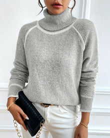 Pull Col Montant Tendance Couleur Contrastée