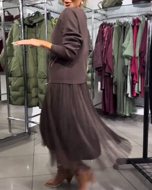 Ensemble Stylé Avec Pull À Col Rond Et Détail Zippé