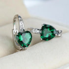 Boucles d'Oreilles Cœur Vert Lunaire