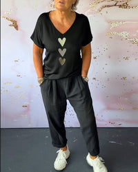 Pantalon décontracté confortable avec poche de couleur unie
