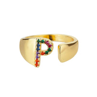 Bague en Or avec Lettre Personnalisée (Ajustable)