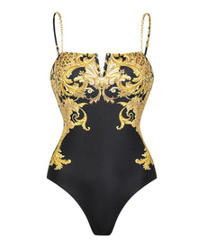 Maillot de bain Vintage Maille imprimée Protection solaire