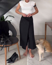 Pantalon décontracté asymétrique de couleur unie simple
