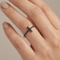 BAGUE BRILLANTE CROIX EN ARGENT