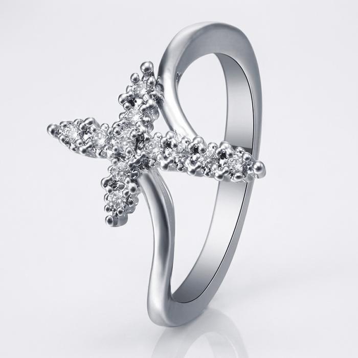 ANNEAU CROIX DE CRISTAL