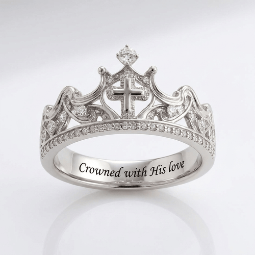 BAGUE EN ARGENT COURONNÉE AVEC SON AMOUR