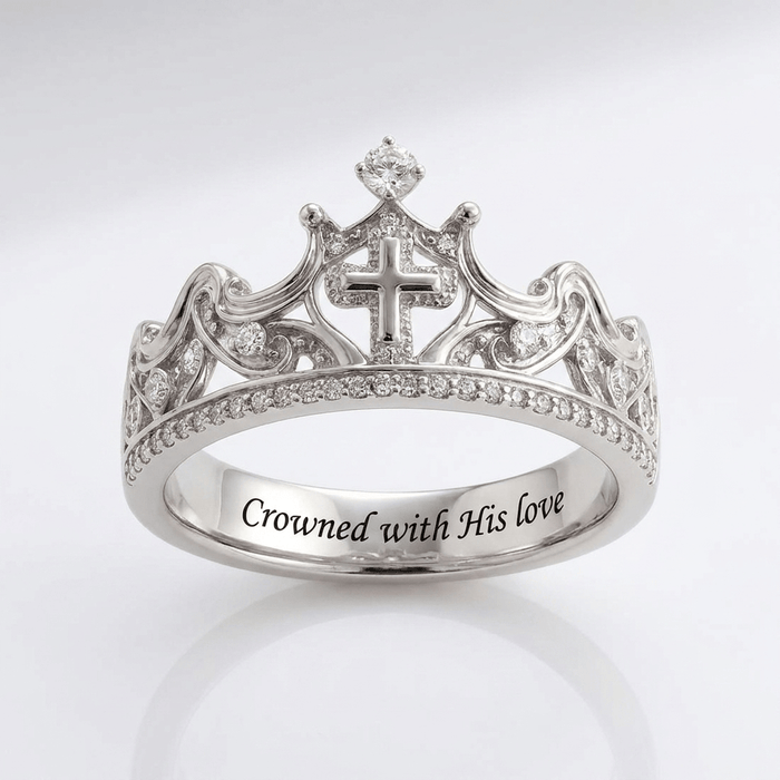 BAGUE EN ARGENT COURONNÉE AVEC SON AMOUR