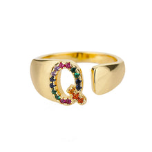 Bague en Or avec Lettre Personnalisée (Ajustable)
