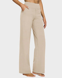 Pantalon Femme Taille Haute Extensible Décontracté Yoga Jambe Large