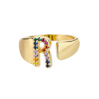 Bague en Or avec Lettre Personnalisée (Ajustable)