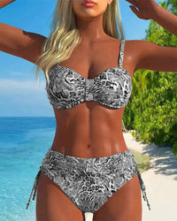 Maillot de Bain en Deux Pièces Accrocheur avec Motif Léopard