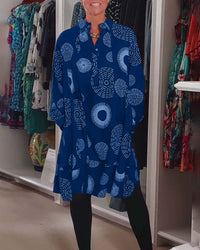 Robe décontractée à revers à imprimé géométrique