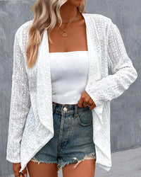 Cardigan élégant creux de couleur unie
