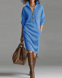 Robe pull décontractée de couleur unie pour l'automne et l'hiver