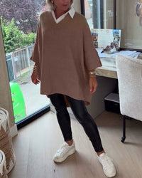 Pull Avec Caractéristiques Col V, Boutonné Et Asymétrique