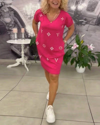 Robe Mode Col En V Manches Courtes