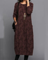 Robe imprimée avec poche et manches longues