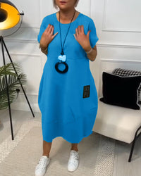 Robe décontractée à manches courtes et imprimé lettre simple