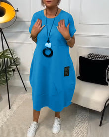 Robe décontractée à manches courtes et imprimé lettre simple