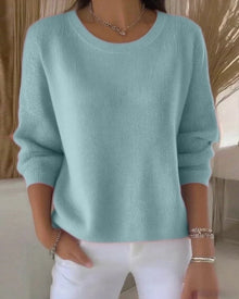 Pull Uni Col Rond Épaule Tombante