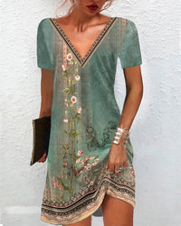Robe à imprimé floral et manches courtes