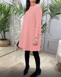 Robe décontractée au genou avec manches longues