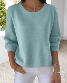 Pull Uni Col Rond Épaule Tombante