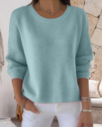 Pull Uni Col Rond Épaule Tombante