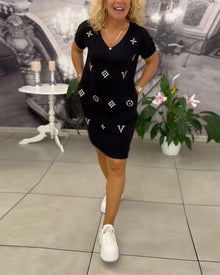 Robe Mode Col En V Manches Courtes