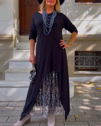 Robe À Manches Longues De Couleur Unie Irrégulière