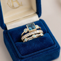 Ensemble de Bagues en Cristal Bleu Vintage