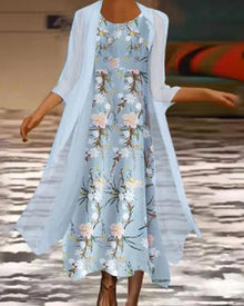 Robe ample manches 3/4 à imprimé fleuri
