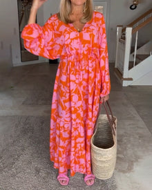 Robe à manches longues et imprimé floral