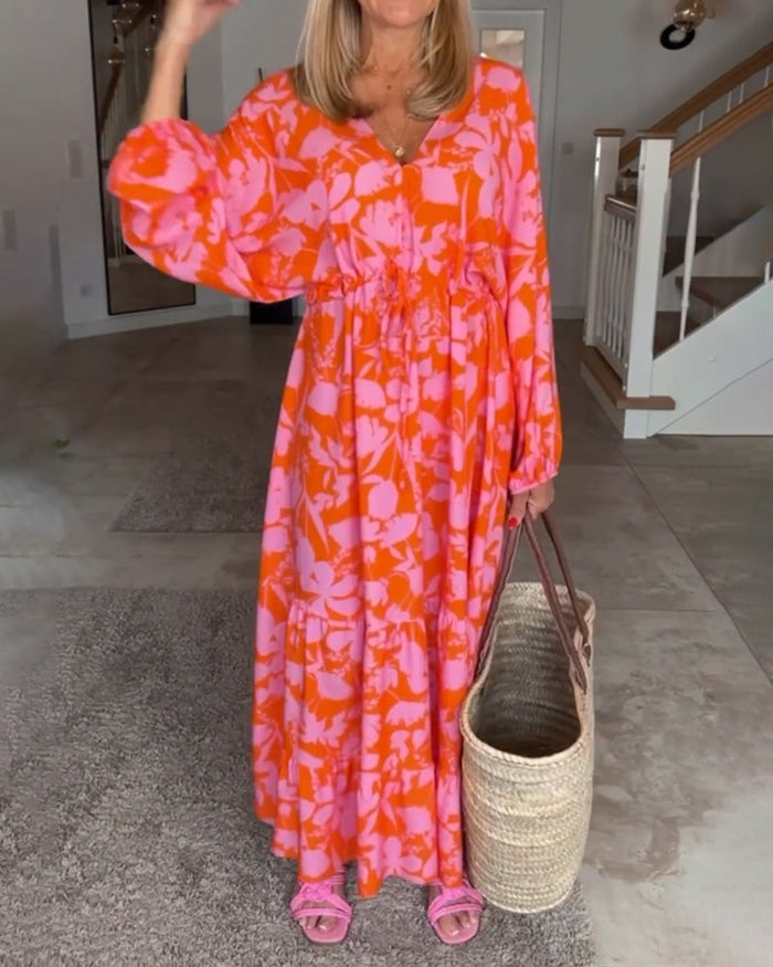 Robe à manches longues et imprimé floral
